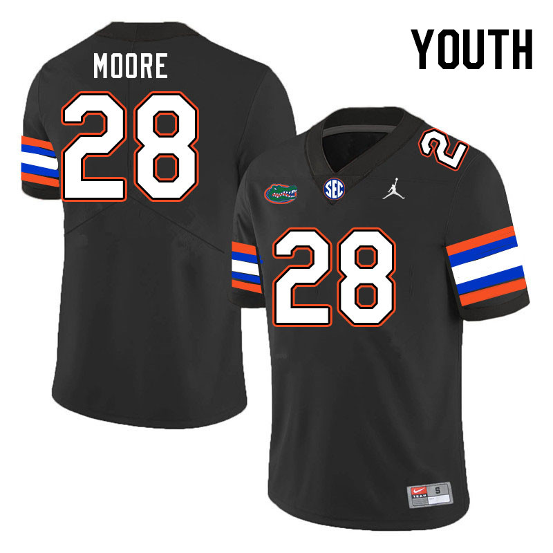 Youth #28 Devin Moore Florida Gators College Football Jerseys Stitched-Black - Click Image to Close